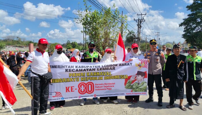 Pawai Karnaval Meriah Warnai HUT RI ke-80 di Lembar, Lombok Barat